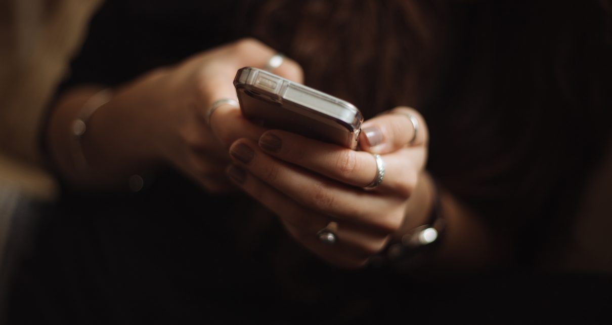 person using smartphone