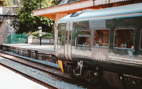 black trail on train station
