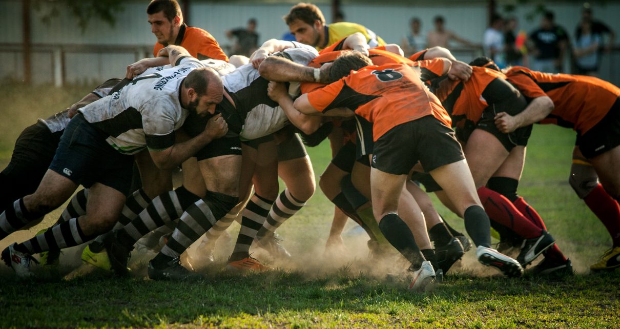 men playing football