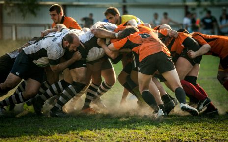 men playing football